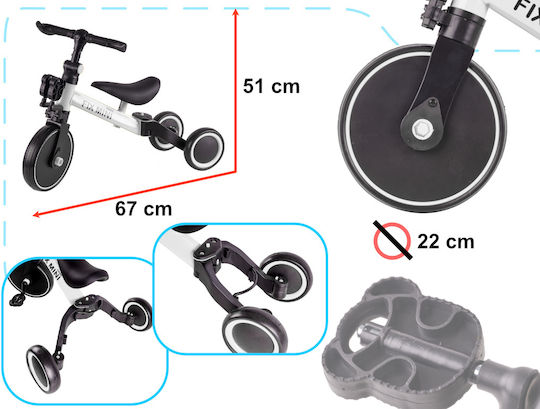 Alista Home Trike Fix Mini Triciclete Pentru Copii 3 În 1 Pentru 1.5+ Ani Alb