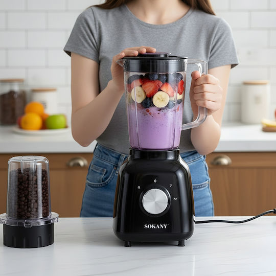 Sokany Blender with Plastic Jug 1.6 lt 500W Black SK-03041