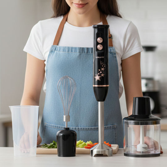 Sokany 600w 4-in-1 Hand Blender Chopper Whisk Grey
