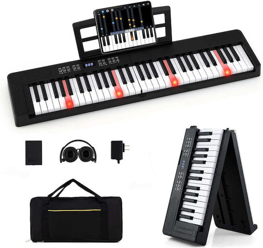 Costway Keyboard MU10136DE-DK with 61 Dynamic Keys with Headphones Black