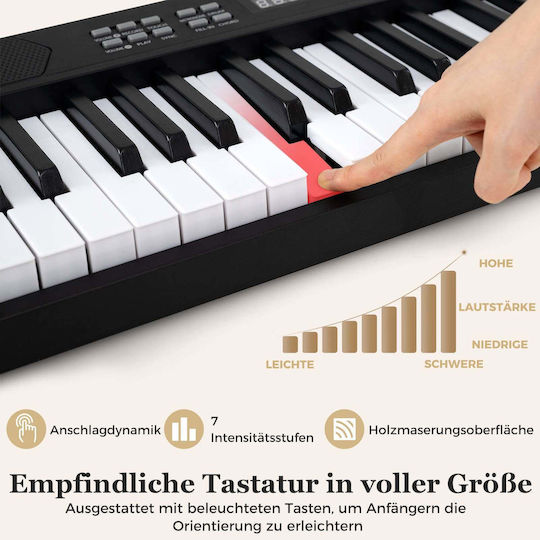 Costway Keyboard MU10136DE-DK with 61 Dynamic Keys with Headphones Black