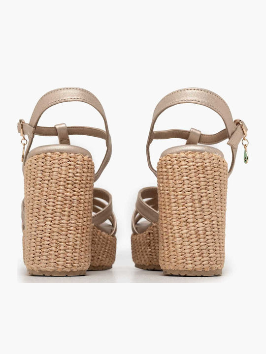 Women's Leather Platform Shoes Platinum
