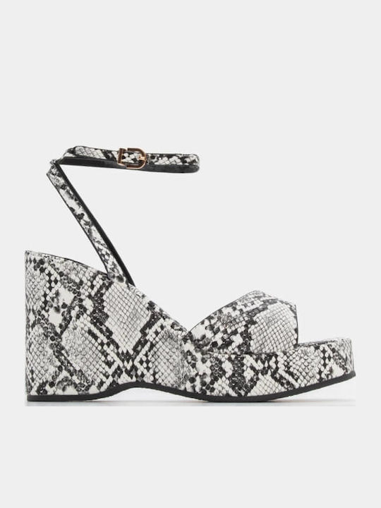 Women's Synthetic Leather Ankle Strap Platforms Snake