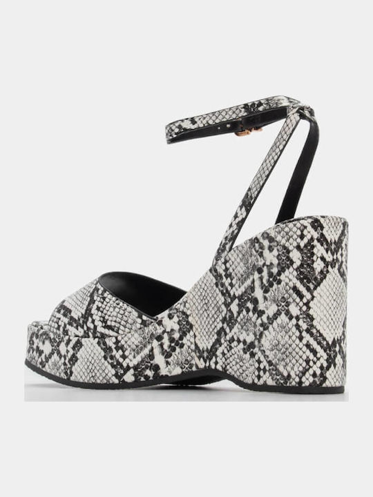 Women's Synthetic Leather Ankle Strap Platforms Snake