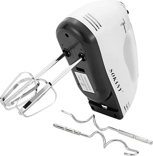 Sokany 180w Electric Mixer 7 Speeds Stainless Steel Whisks Black White