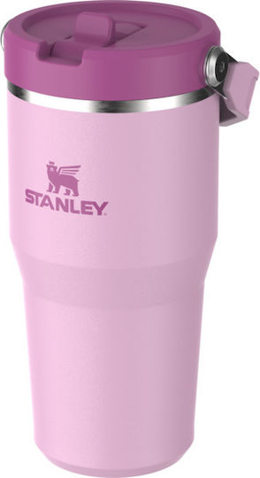 Stanley Iceflow Flip Straw Tumbler Glass Thermos Stainless Steel BPA Free 600ml Cherry Blossom With Straw