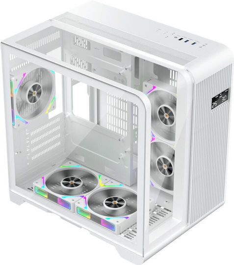 1STPLAYER RT5 Геймърско Micro Tower Компютърна Кутия с Страничен Прозорец Бяла