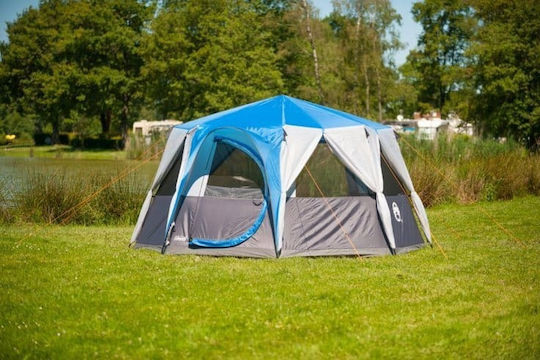 Coleman Octagon 8 Camping Tent Blue with Double Cloth 3 Seasons for 8 People 225x396x225cm