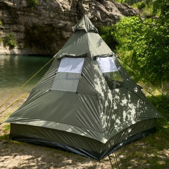Mil-Tec Καλοκαιρινή Σκηνή Camping Teepee Χακί για 4 Άτομα 290x270x225εκ.