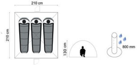 Panda Trend I Cort De Camping Igloo Pentru Cățărare Alb Cu Dublu Material Pentru 3 Persoane Impermeabil 800mm 210x210x130cm