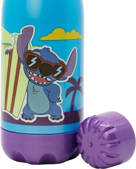 Stor Stitch Beach Sticlă Pentru Copii Din Plastic Stitch Cu Capac Cu Filet Antivărsare Albastră 560ml