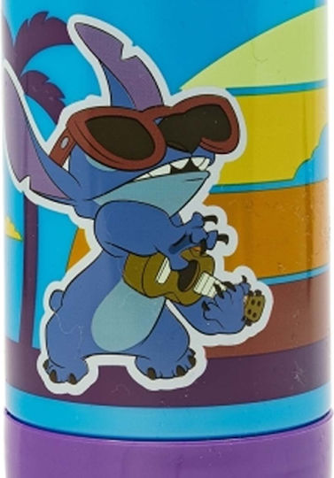 Stor Stitch Beach Sticlă Pentru Copii Din Plastic Stitch Cu Capac Cu Filet Antivărsare Albastră 560ml