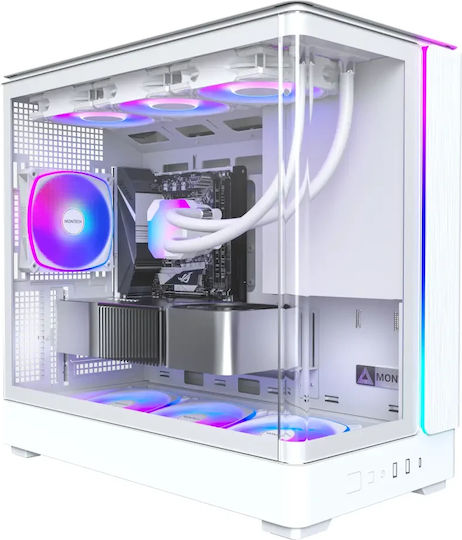 Montech King 15 Pro Gaming Mini Tower Computer Case with Side Window White