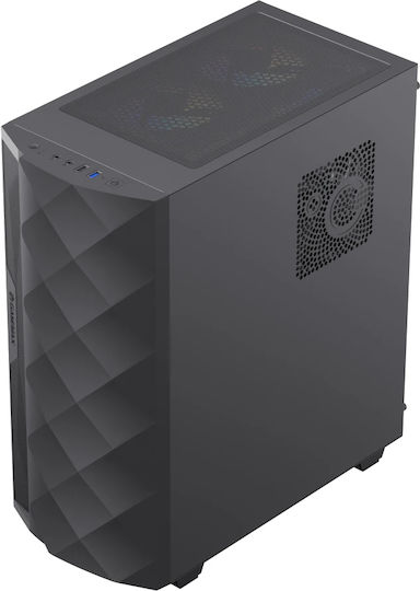 GameMax Diamond Gaming Midi Tower Κουτί Υπολογιστή με Πλαϊνό Παράθυρο και ARGB Φωτισμό Μαύρο