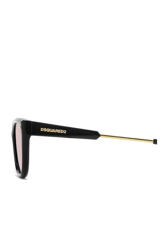 Dsquared2 Unisex Sunglasses with Black Horn-Rimmed Frame and Black Lens D2 0209 G S 3H2 U1