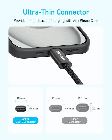 Anker Zolo USB 2.0 Kabel USB-C männlich - USB-C 240W Schwarzes 1,8m A8060H12