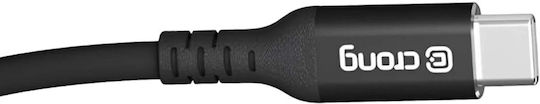 Crong Link Cablu USB 2.0 Braided USB-C Masculin - USB-C 100W PD Negru 2m