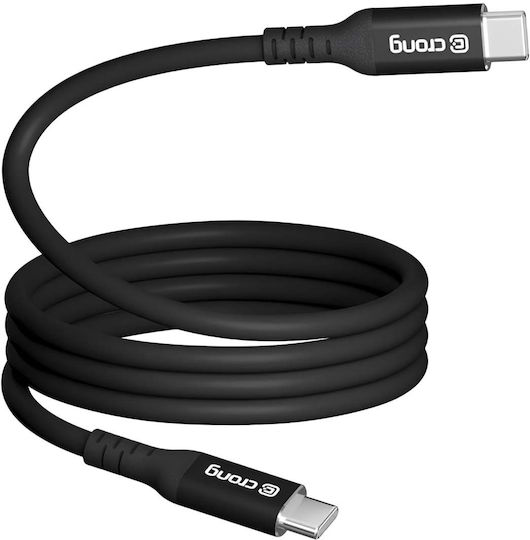Crong Link Cablu USB 2.0 Braided USB-C Masculin - USB-C 100W PD Negru 2m