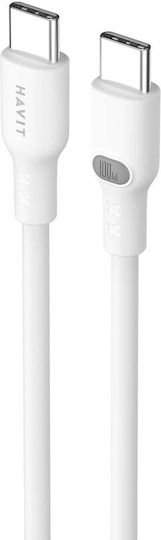 Havit USB 2.0 Cable USB-C male - USB-A 100W PD Λευκό 1m CB6280