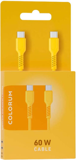 Colorum USB 2.0 Cable USB-C male - USB-C 60W PD Κίτρινο 1.8m CK60-CC-05