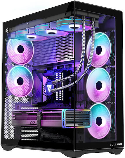 Modecom Volcano SPACE XL NF Gaming Full Tower Κουτί Υπολογιστή με Πλαϊνό Παράθυρο και ARGB Φωτισμό Μαύρο