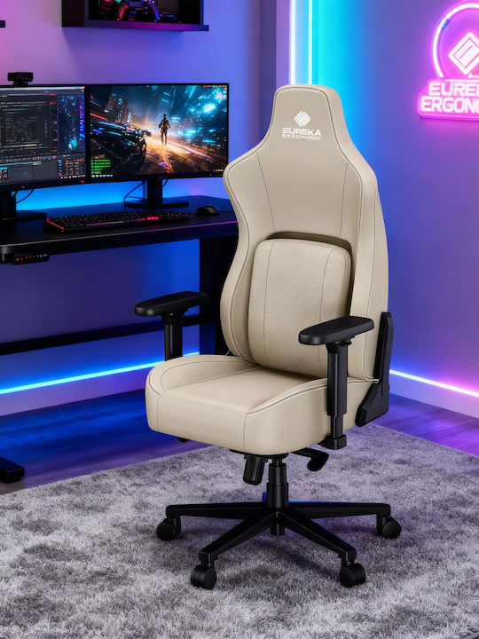 Eureka Ergonomic Python II GC-08 Καρέκλα Gaming Δερματίνης με Ρυθμιζόμενα Μπράτσα Γκρι