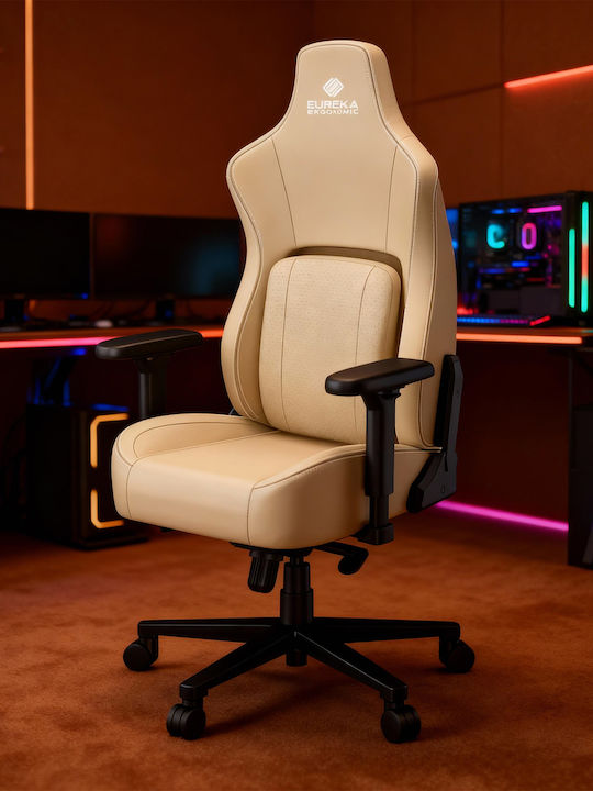 Eureka Ergonomic Python II GC-08 Καρέκλα Gaming Δερματίνης με Ρυθμιζόμενα Μπράτσα Γκρι