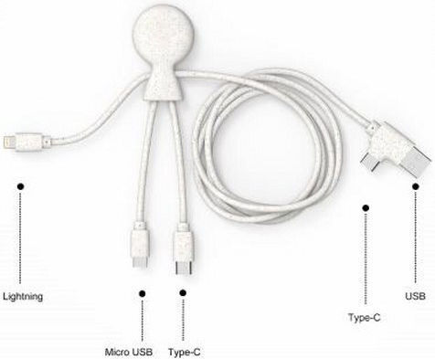 Xoopar USB to Lightning / Type-C / micro USB Cable Λευκό 1m