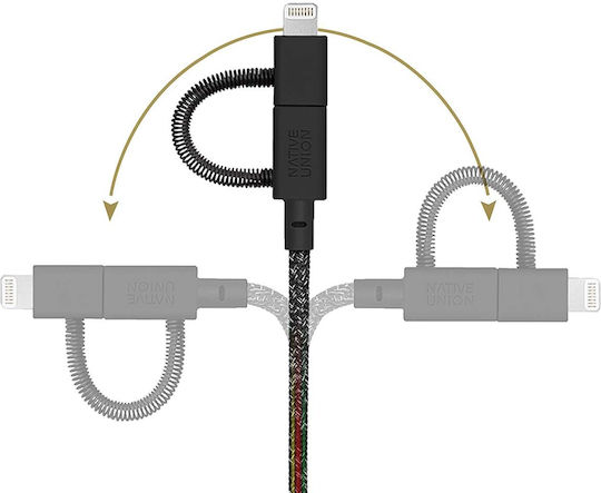 Native Union Cosmos Geflochten USB zu Blitzschlag / Typ-C,TC-TC / Micro-USB Kabel Schwarz 2m