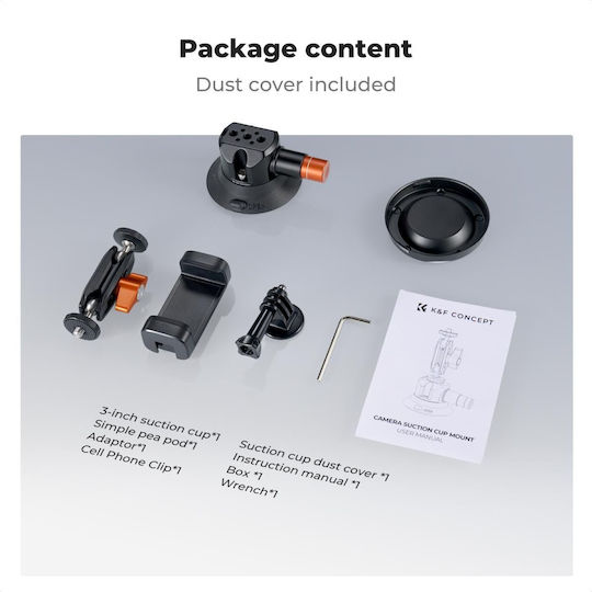 K&f Concept Ms-44 Suction Cup Camera Mount Magic Arm 3-inch Black Kf31.135