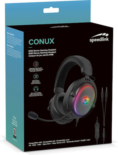 SpeedLink Conux RGB Over Ear Gaming Headset με σύνδεση 2x3.5mm / USB for Nintendo Switch / PC / PS4 / PS5 / XBOX