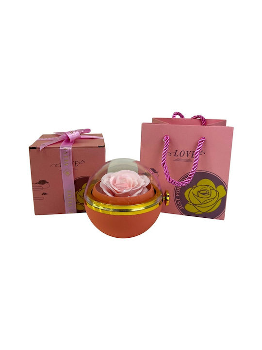 Pink Soap Rose In Elegant Box Transparent Dome Chain Surprise Pendant