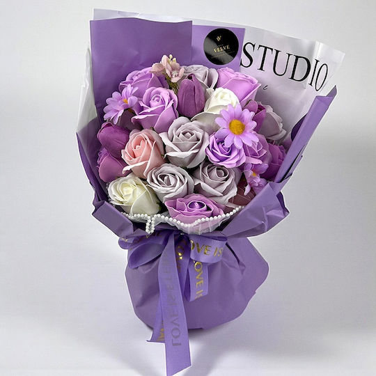 Buchet Floral Etern Artisan Flori Săpun Trandafiri Lalele Lila