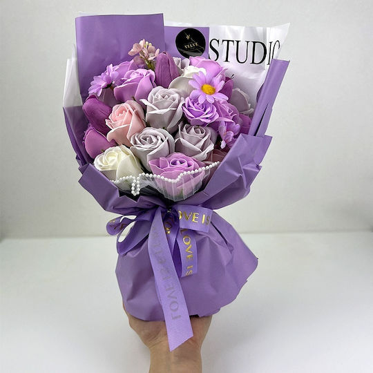 Buchet Floral Etern Artisan Flori Săpun Trandafiri Lalele Lila