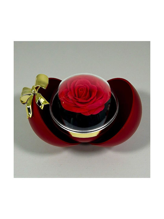 Spherical Jewelry Box Red Soap Rose Golden Bow Red