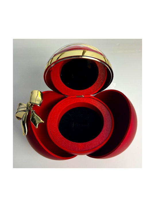 Spherical Jewelry Box Red Soap Rose Golden Bow Red