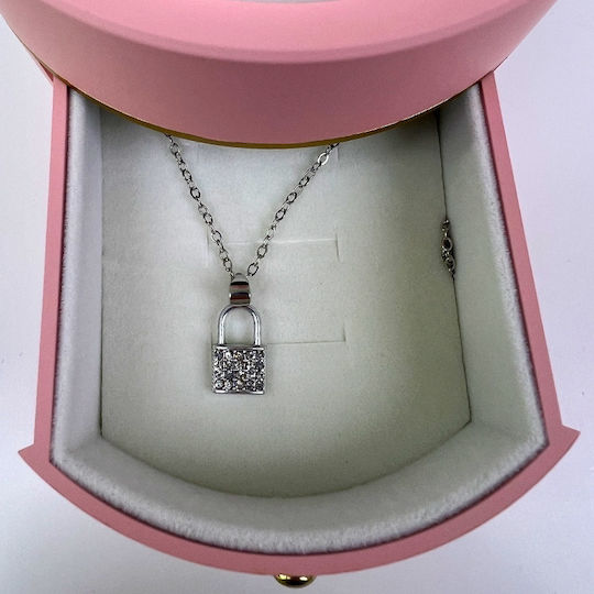 Pink Soap Rose In A Box Transparent Dome Chain Surprise Pendant