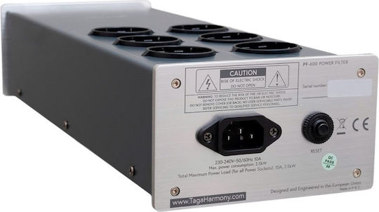 Taga Harmony PF-600 Πολύπριζο Aσφαλείας 6 Θέσεων με Διακόπτη και Καλώδιο 0.395m Ασημί
