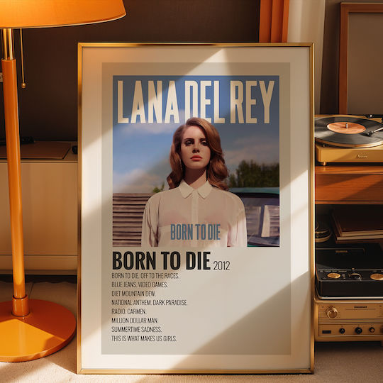 Music Poster Born To Die Lana Del Rey Ms487 21cm X 30cm Λευκό Κάδρο Pvc
