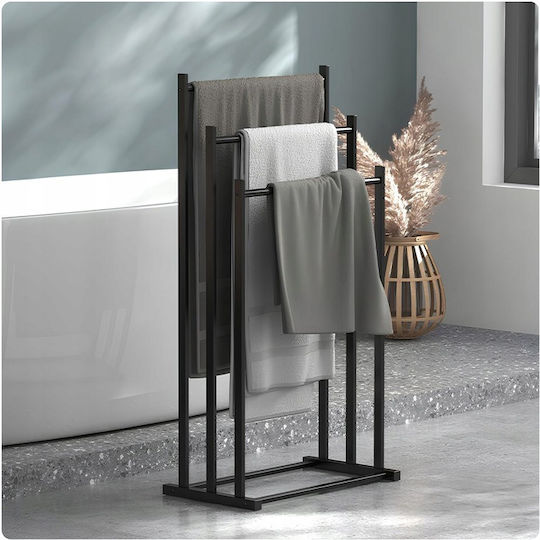 Freistehender Kleiderständer Badezimmer Dreifach ​41x84cm Inox Schwarz