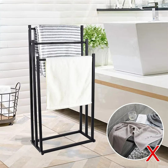 Freistehender Kleiderständer Badezimmer Dreifach ​41x84cm Inox Schwarz
