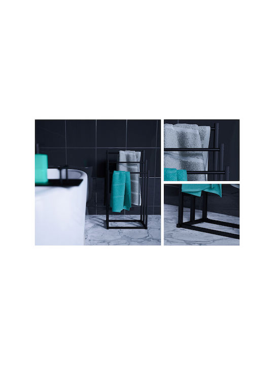 Raft de haine de Baie Triplu ​41x84cm Inox Negru
