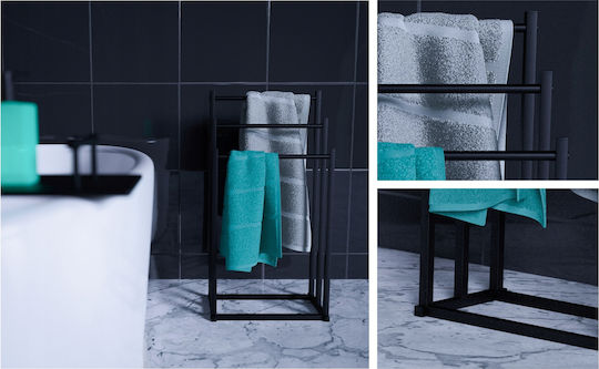Freistehender Kleiderständer Badezimmer Dreifach ​41x84cm Inox Schwarz