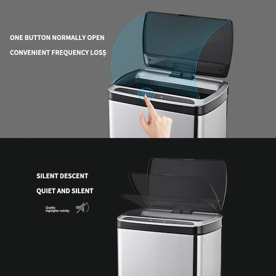 Waste Bin Made of Stainless Steel with Sensor Silver 20lt