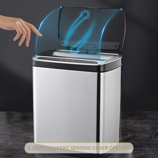 Waste Bin Made of Stainless Steel with Sensor Silver 20lt