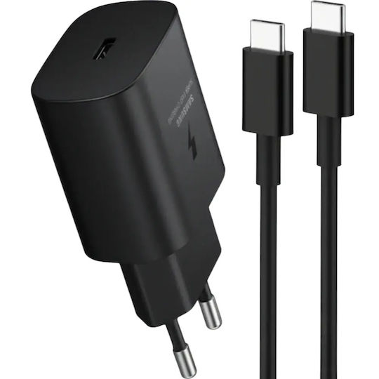 QIHANG Φορτιστής με Θύρα USB-C και Καλώδιο USB-C - USB-C 25W Power Delivery Μαύρος (Z80-A)