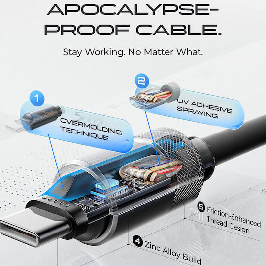 Lisen Regular USB 2.0 Cablu USB-C bărbătesc - USB-C 100W Negru 3m