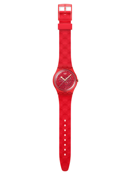 Swatch Women's Watch with Red Rubber Strap