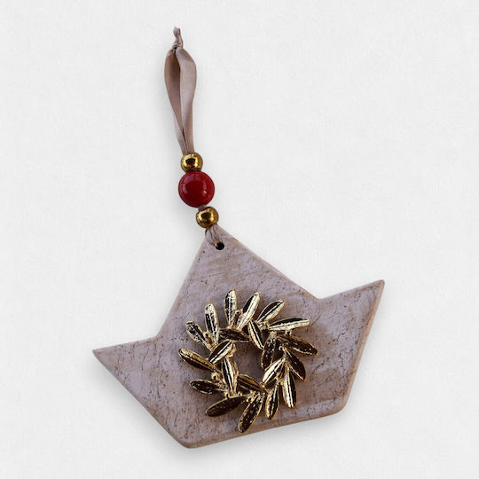 Artifact Hanging Handmade Ecru Wall Decor Made of Ceramic Material 15.5x11.5cm CERAMIC-20A