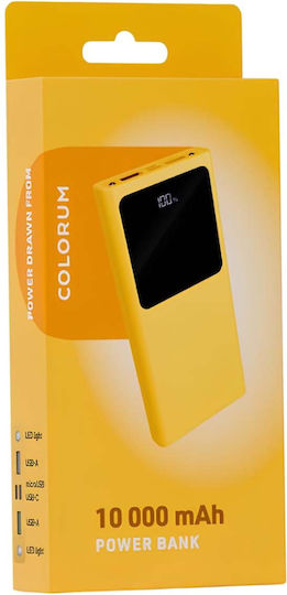 Colorum Power Bank 10000mAh 22.5W with 2 USB-A Ports and USB-C Port xYellow